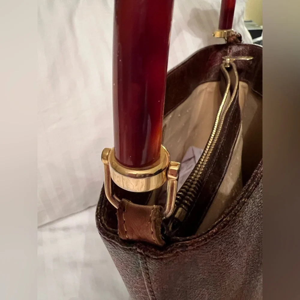 ETRO BAG very rare. Tortoise shell lucite handle, outside pristine w/no scuffs. - Picture 7 of 14